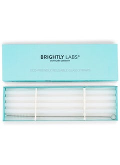 BRIGHTLY LABS Set of 4 Clear Glass Drinking Straws with Cleaning Brush - Reusable Straws for Milkshakes, Frozen Drinks, Smoothies, Tea, Juice, Eco-Friendly Alternative  - Image 4
