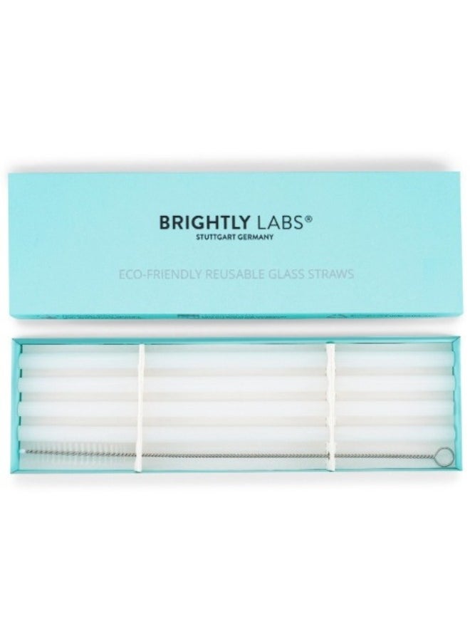 BRIGHTLY LABS Set of 4 Clear Glass Drinking Straws with Cleaning Brush - Reusable Straws for Milkshakes, Frozen Drinks, Smoothies, Tea, Juice, Eco-Friendly Alternative  - Image 4