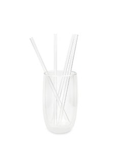 BRIGHTLY LABS Set of 4 Clear Glass Drinking Straws with Cleaning Brush - Reusable Straws for Milkshakes, Frozen Drinks, Smoothies, Tea, Juice, Eco-Friendly Alternative  - Image 2