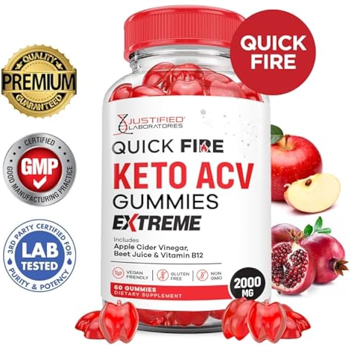 Justified Laboratories Quick Fire Keto ACV Gummies Extreme 2000MG QuickFire Keto Gummies Apple Cider Vinegar Formulated with Pomegranate Beet Juice Powder B12 Vegan Non GMO 60 Gummys - Image 2