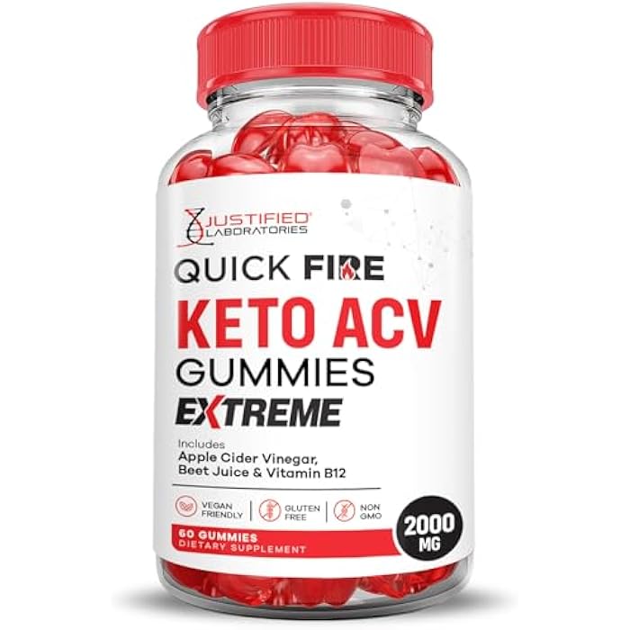 Justified Laboratories Quick Fire Keto ACV Gummies Extreme 2000MG QuickFire Keto Gummies Apple Cider Vinegar Formulated with Pomegranate Beet Juice Powder B12 Vegan Non GMO 60 Gummys - Image 4