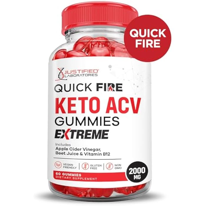 Justified Laboratories Quick Fire Keto ACV Gummies Extreme 2000MG QuickFire Keto Gummies Apple Cider Vinegar Formulated with Pomegranate Beet Juice Powder B12 Vegan Non GMO 60 Gummys - Image 3