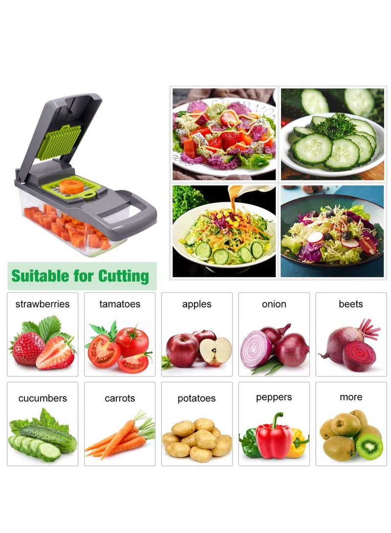 Vegetable Chopper 12 In 1 Slicer Chopper And Grater Multi-Function Adjustable Manual Food Chopper Slicer Vegetable Chopper - Dark Gray  - Image 4