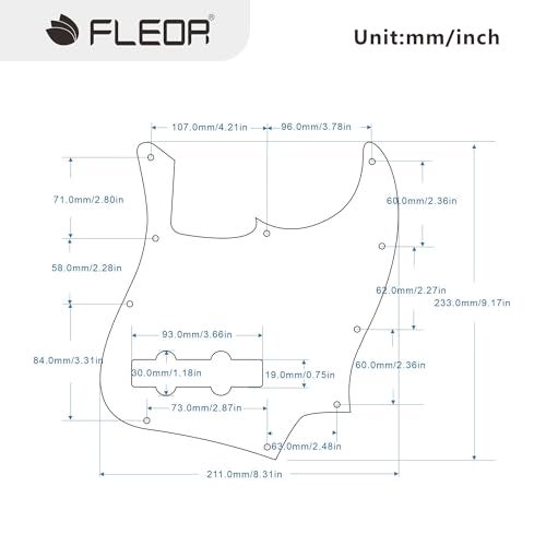 FLEOR 10 Hole J Bass Pickguard Scratch Plate Pick Guards for 4 Strings American/Mexican Standard J Bass Part, 4Ply Red Tortoise Shell - Image 2