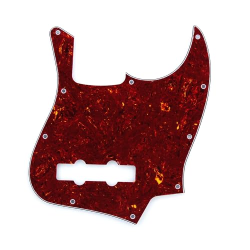 FLEOR 10 Hole J Bass Pickguard Scratch Plate Pick Guards for 4 Strings American/Mexican Standard J Bass Part, 4Ply Red Tortoise Shell - Image 3