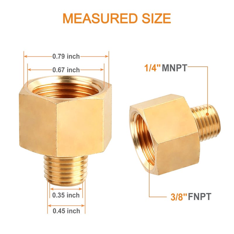 SUNGATOR محول مخفض تركيب الأنابيب النحاسية من سنغاتور، أنبوب ذكر 1/4 بوصة × أنبوب أنثى 3/8 بوصة (عبوة من قطعتين) - Image 4