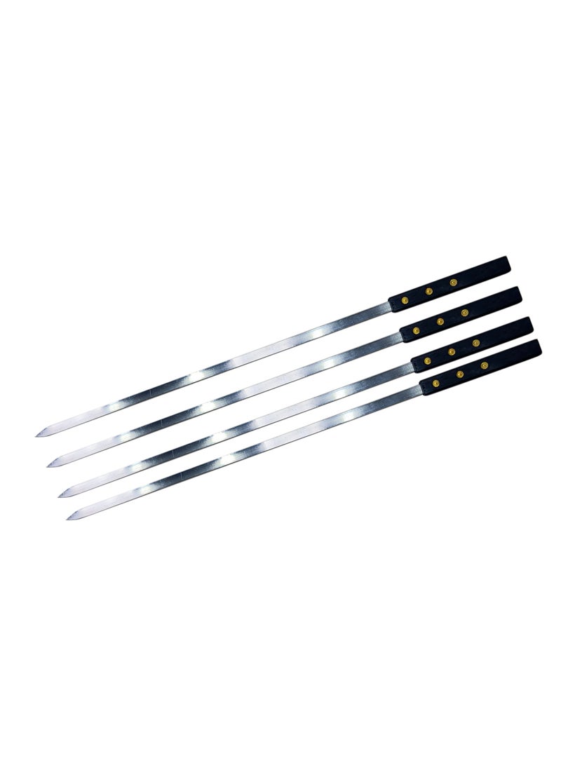 Home BBQ Kebab Meat Skewers Set 4 PCS BBQ Grill Kabob Skewers Stainless Steel BBQ Flat Metal Shish Kebab