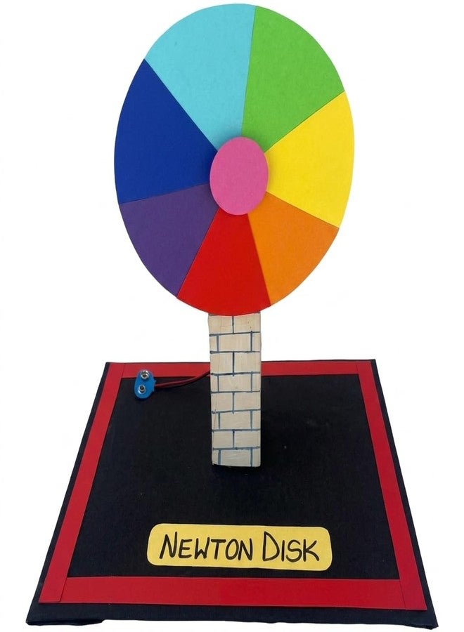 Komodo Craft Newton Disk Working Model for School Science Project | Motorized Colour Disc Physics Experiment | STEM Learning Toy | Rotating Rainbow Optical Illusion Model for Kids - Image 1