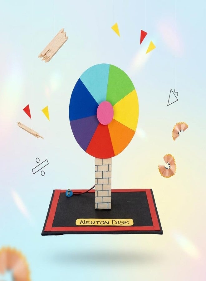 Komodo Craft Newton Disk Working Model for School Science Project | Motorized Colour Disc Physics Experiment | STEM Learning Toy | Rotating Rainbow Optical Illusion Model for Kids - Image 3