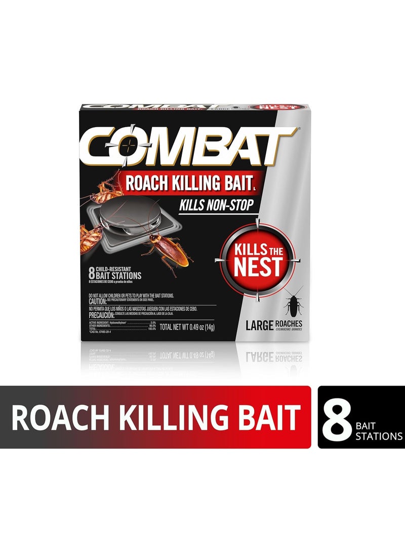 Combat Combat Roach Killing Bait, Roach Bait Station For Large Roaches, Kills The Nest, Child-Resistant, 8 Count,Insects - Image 3