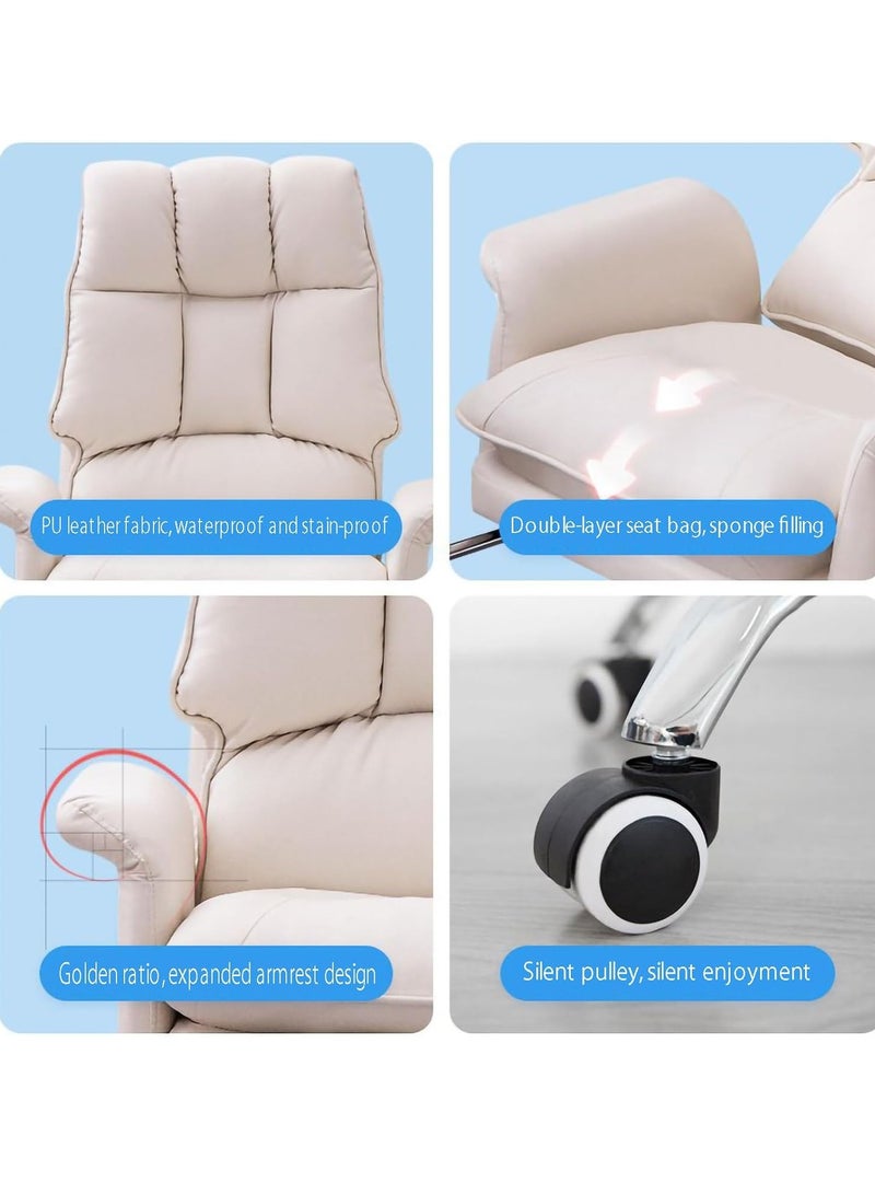 Arabest Gaming Chair with Footrest Video Game Chairs Can Be Lifted and Lowered Freely. with 360° Universal Wheels, It Can Be Reclined. Suitable for Game Rooms/Offices, Etc. White  - Image 3