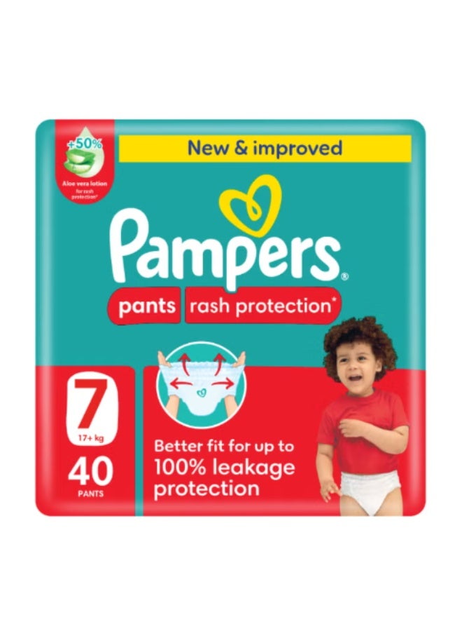 Pampers Aloe Vera ras protection Pants Diapers Size 7 Mega Pack 40 Count