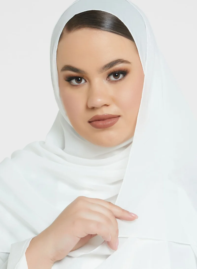 Hayas Closet Curve Asymmetric Embellished Abaya