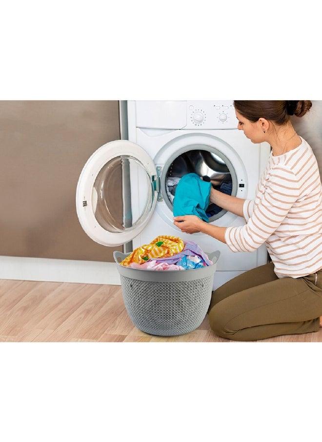 Durable Round Drop Design Laundry Basket with Handle Dark Grey 30 L M-171 M-171 DG