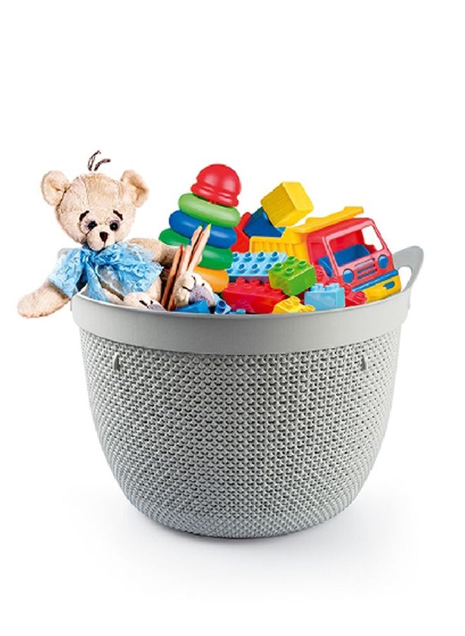 Durable Round Drop Design Laundry Basket with Handle Dark Grey 30 L M-171 M-171 DG