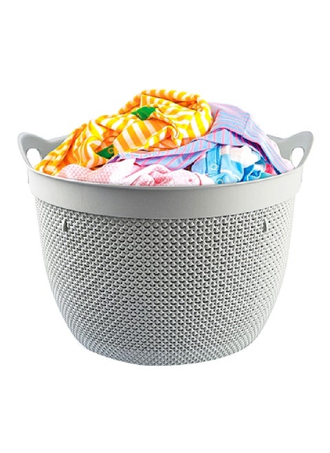 Durable Round Drop Design Laundry Basket with Handle Dark Grey 30 L M-171 M-171 DG