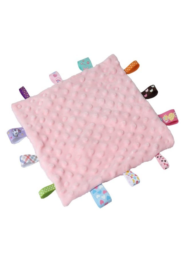 CREVENT Tag Security Blankets for Babies, Soft Small Loveys for Girls, Baby Comforter Sensory Blanket, Great Gifts for Birthday Baby Shower 10"X10" (Purple+Pink Tag, Crib) - Image 5