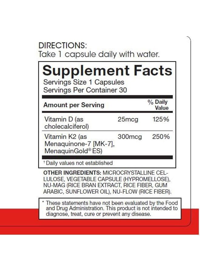 Silver Fern Vitamin K2-D3 Supplement Brand - Natural, Non-Synthetic - K2-7 as Menaquinone-7 (MK-7) - D3 as cholecalciferol - Bone, Heart & Energy Support (1 Bottle - 30 Capsules - 30 Servings) - Image 2