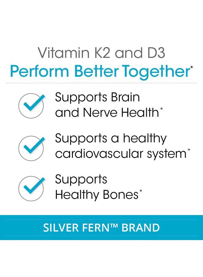 Silver Fern Vitamin K2-D3 Supplement Brand - Natural, Non-Synthetic - K2-7 as Menaquinone-7 (MK-7) - D3 as cholecalciferol - Bone, Heart & Energy Support (1 Bottle - 30 Capsules - 30 Servings) - Image 3