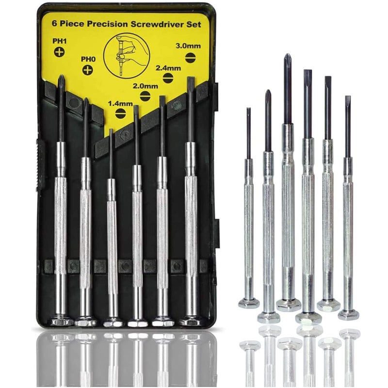 NSEZTZ 6PCS Mini Screwdriver Set Small Professional Repair Tool Kit with 6 Different Size Flathead and Phillips Screwdrivers Precision Screwdriver Sets for Jewelry Watch iPhone Eyeglass Repair