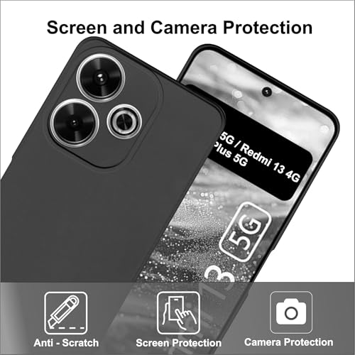 SBMS Silicone Back Cover Case for Redmi 13 5G / Poco M6 Plus 5G / Redmi 13 4G | Soft Micro-Fibre Lining Inside | Camera Protection Bump | Shockproof Back Cover Case for Redmi 13 5G (Black) - Image 2