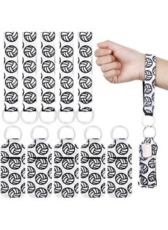 Patelai 20 Pcs Volleyball lipstick Holder Keychains Lanyard Set, Include Lipstick Holder Keychains Volleyball Pattern Sport Theme Portable Lipstick Holder and Wristlet Keychain Lanyard for lipstick(White) 