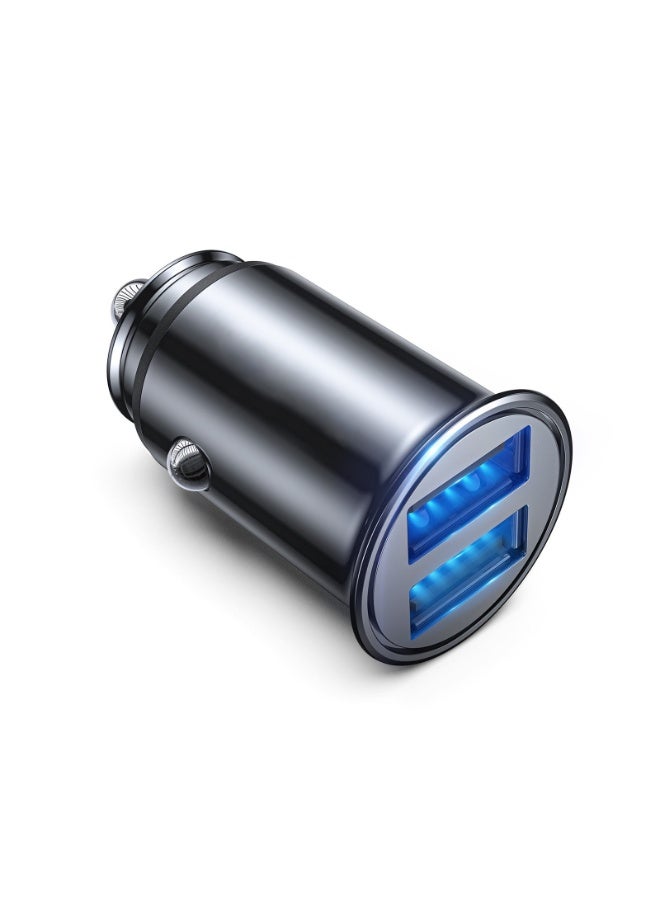 DIVICO Dual USB Car Charger Adapter Black – 2.4A High-Speed Output, 12V/24V Input, Compact Metal Design with Overheat Protection – Compatible with Smartphones & Electronic Devices – Model A3004 - Image 3