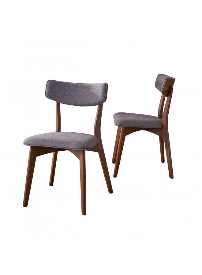 Christopher Knight Home Abrielle Mid-Century Modern Fabric Dining Chairs with Natural Walnut Finished Rubberwood Frame, 2-Pcs Set, Dark Grey / Natural Walnut - Image 1