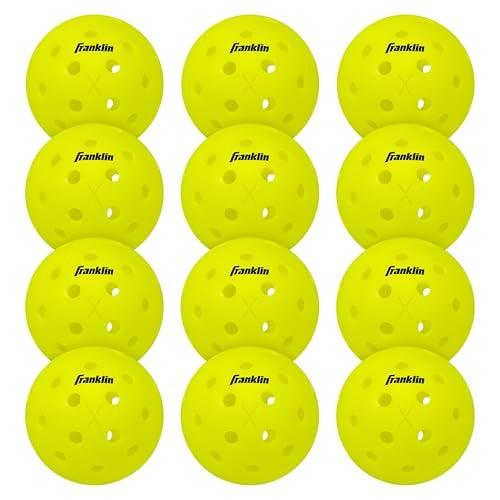 Franklin Sports Outdoor X40 Pickleball Balls USA USAPA Approved 12 Pack Outside Optic Yellow US Open Ball