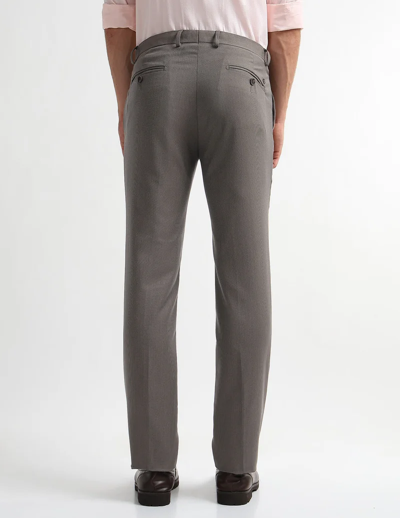 Arrow Brown Textured Dobby Trousers for Men | Best Price UAE