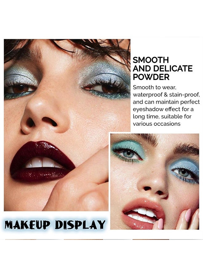 Tingphe Multi Color Eyes Palette,9 Colors Blue Glitter Eyeshadow Palette, Glitter Dark Light Royal Cobalt Baby Sky Navy Blue Metallic Shimmer Sparkly Eye Shadow Palette Makeup for Older Women Eyes, Highly Pigmented Eyeshadow - Image 4