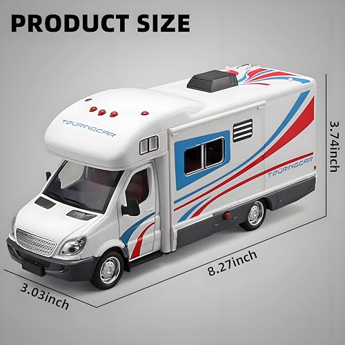NOVAFUSION Toy Campers for Kids Toy RVDie Cast Metal Toy Camper for 3 4 5 6 7 8 9 Year Old ToddlersPull Back RV Toy with Light and SoundTrucks for Kids Ages 48White - Image 5