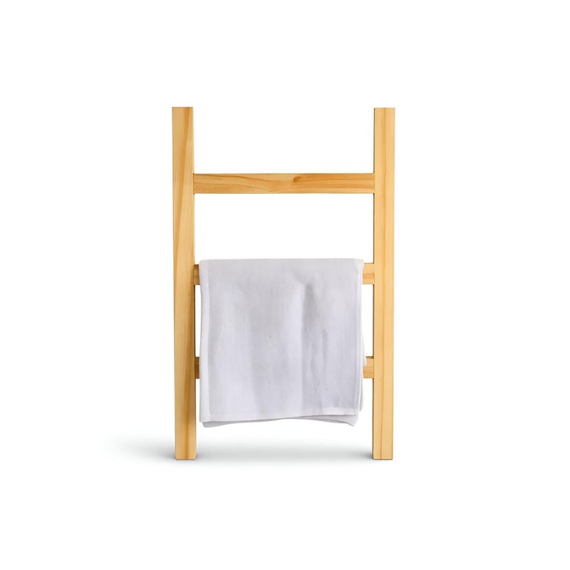 Vintage Wooden Towel Rack - Rustic Bathroom Decor Piece with Small Teacup Stand, Perfect for Enhancing Cottage Style Home Bathrooms - Image 1