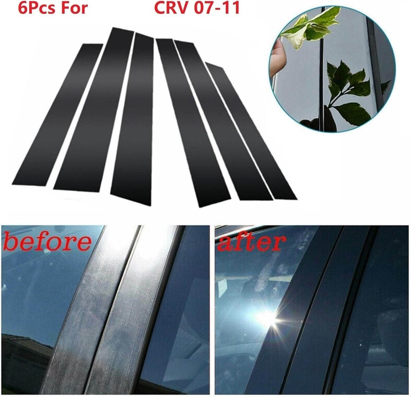QASULER 6PCS Polished Pillar Posts Window Trim Cover for CRV 07-11 - Image 2