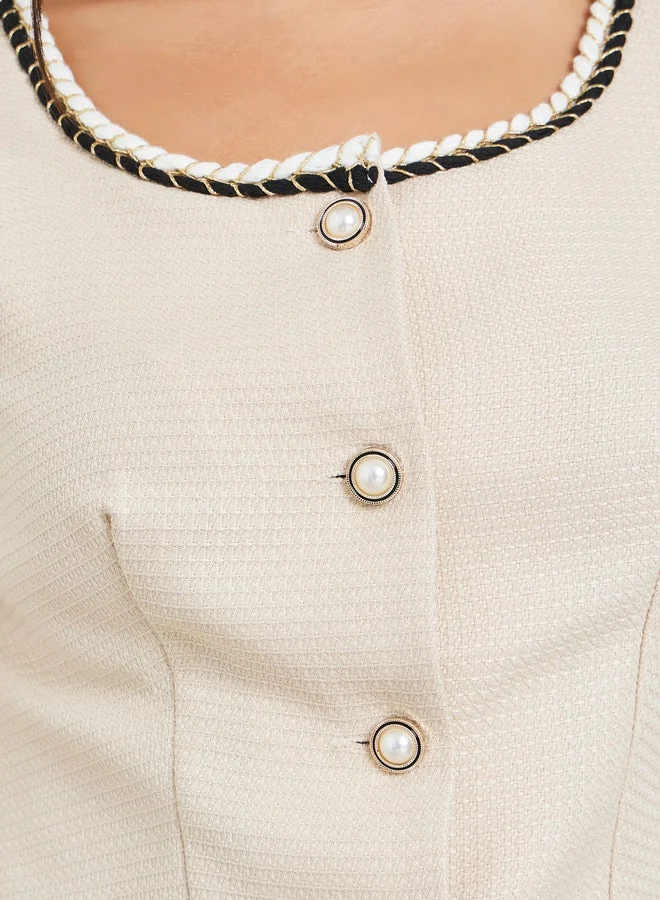 Take Two Women Sleeveless Textured Top with Button Front