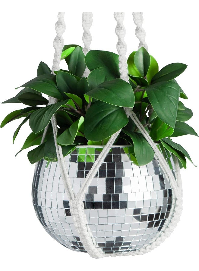BundleBee Macrame Plant Hanger with Short Rope (No Tassel) - 35 Inch - Cotton Macrame Cord for Boho Decor Flower Pots - Bohemian Chic Home Decor, Simple Indoor Outdoor Hanging Houseplants or Terrarium | 1 Pack  - Image 4