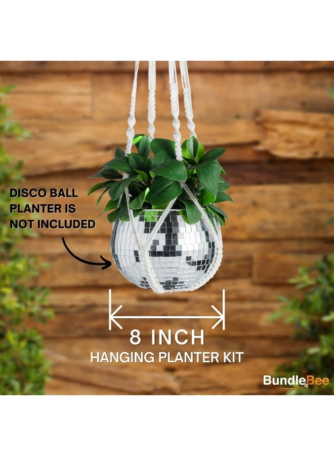 BundleBee Macrame Plant Hanger with Short Rope (No Tassel) - 35 Inch - Cotton Macrame Cord for Boho Decor Flower Pots - Bohemian Chic Home Decor, Simple Indoor Outdoor Hanging Houseplants or Terrarium | 1 Pack  - Image 3