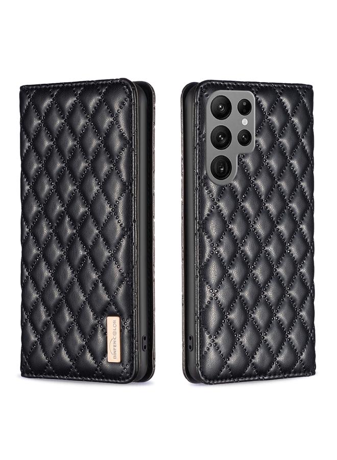 اس-توب جراب لهاتف Samsung Galaxy S24 Ultra 5G جراب هاتف جلدي مغناطيسي شبكي ماسي قابل للطي - Image 1
