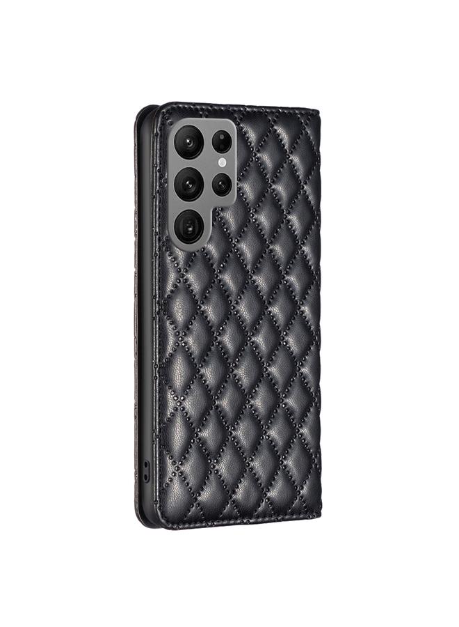 اس-توب جراب لهاتف Samsung Galaxy S24 Ultra 5G جراب هاتف جلدي مغناطيسي شبكي ماسي قابل للطي - Image 3