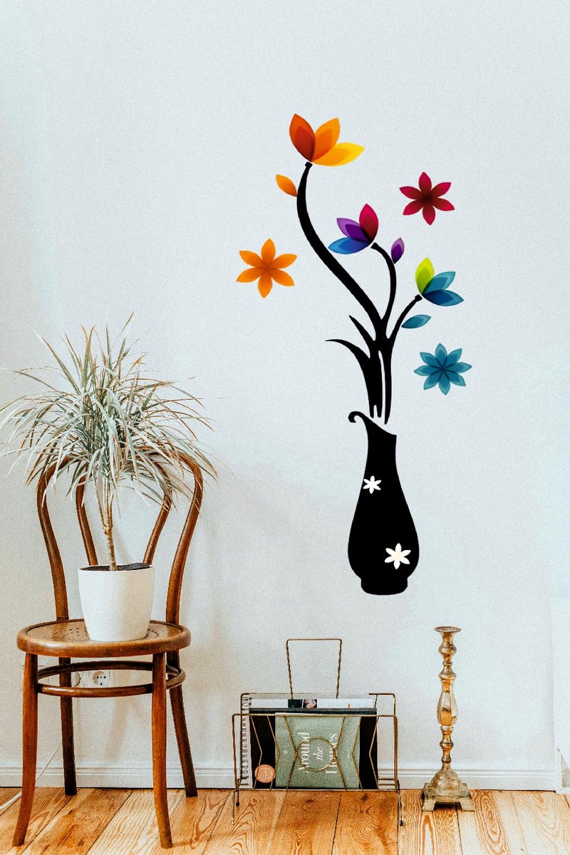 Techgifti™ Colorful Flowers with Vase ' Wall Sticker (PVC Vinyl, 112 cm x 48 cm) - Image 2