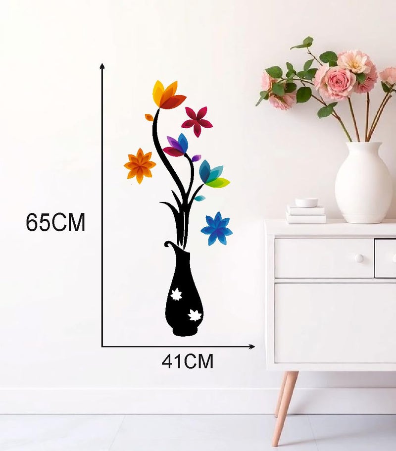 Techgifti™ Colorful Flowers with Vase ' Wall Sticker (PVC Vinyl, 112 cm x 48 cm) - Image 5