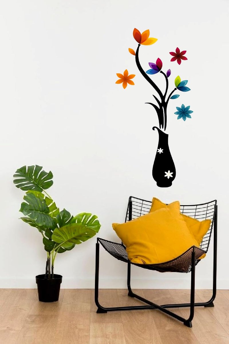 Techgifti™ Colorful Flowers with Vase ' Wall Sticker (PVC Vinyl, 112 cm x 48 cm) - Image 3