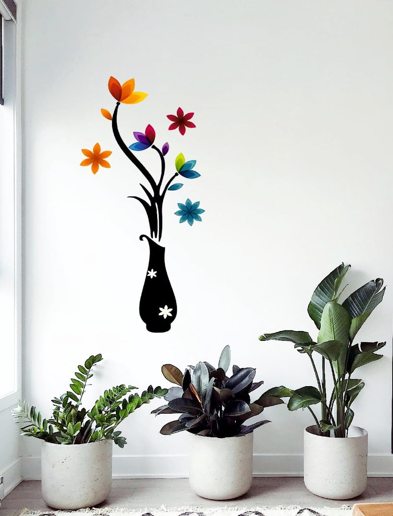 Techgifti™ Colorful Flowers with Vase ' Wall Sticker (PVC Vinyl, 112 cm x 48 cm) - Image 4