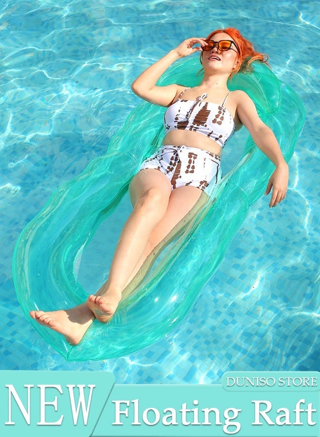 DUNISO Inflatable Pool Float Lounger Raft for Adults and Kids, 160*90CM Floating Mat Inflatable Contour Lounger with Headrest Ultra-Comfort Cooling Pool Raft Floaty Toys - Image 1