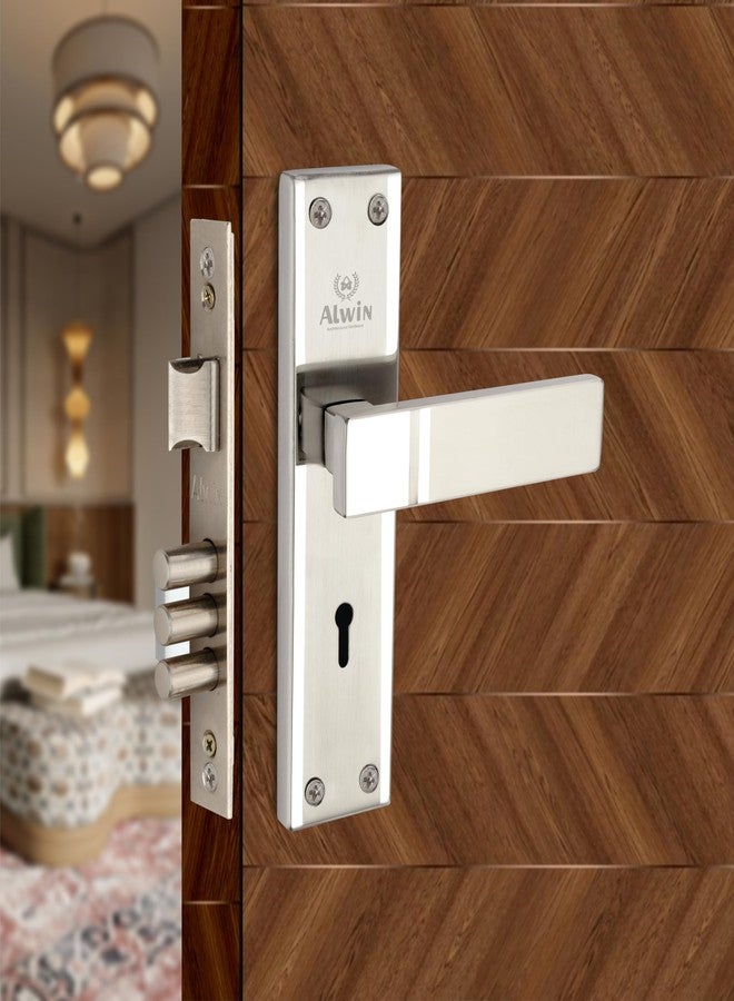 ALWIN's Stainless Steel 8 Inch SQ1030 Mortise LockSet | 6Lever 2 Turn 3keys Locking Mechanism Suitable for Left n Right Handed Doors in Main Door, Living Room, Bedroom, Offices & Hotels etc. (2 Tone) - Image 1