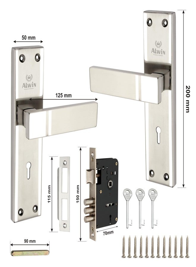ALWIN's Stainless Steel 8 Inch SQ1030 Mortise LockSet | 6Lever 2 Turn 3keys Locking Mechanism Suitable for Left n Right Handed Doors in Main Door, Living Room, Bedroom, Offices & Hotels etc. (2 Tone) - Image 3