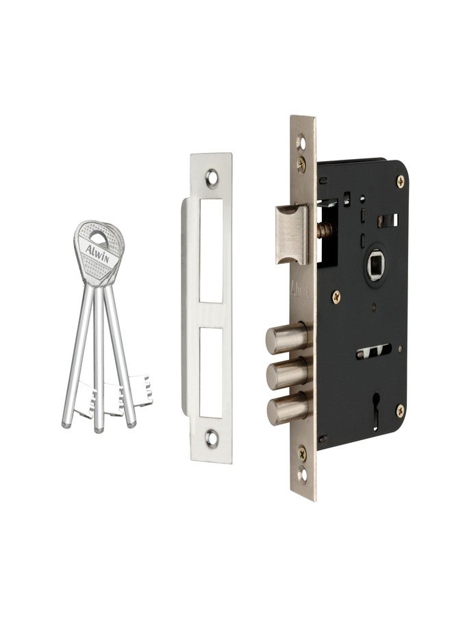 ALWIN's Stainless Steel 8 Inch SQ1030 Mortise LockSet | 6Lever 2 Turn 3keys Locking Mechanism Suitable for Left n Right Handed Doors in Main Door, Living Room, Bedroom, Offices & Hotels etc. (2 Tone) - Image 4