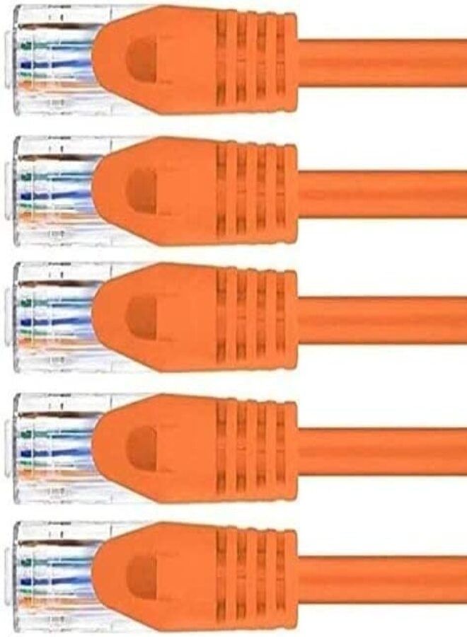 DKURVE 5 Pack Snagless 0.5M Short Cat6 Ethernet Cable Computer LAN Network Cord full copper Orange 