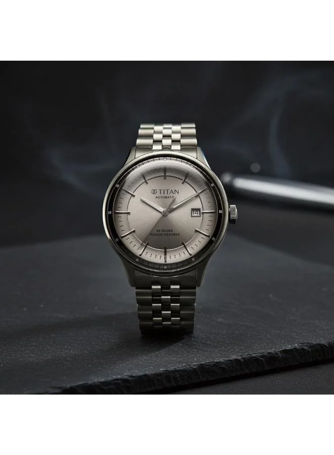 تيتان Men's Stainless Steel Analog Watch 90201QM02 - 42 mm