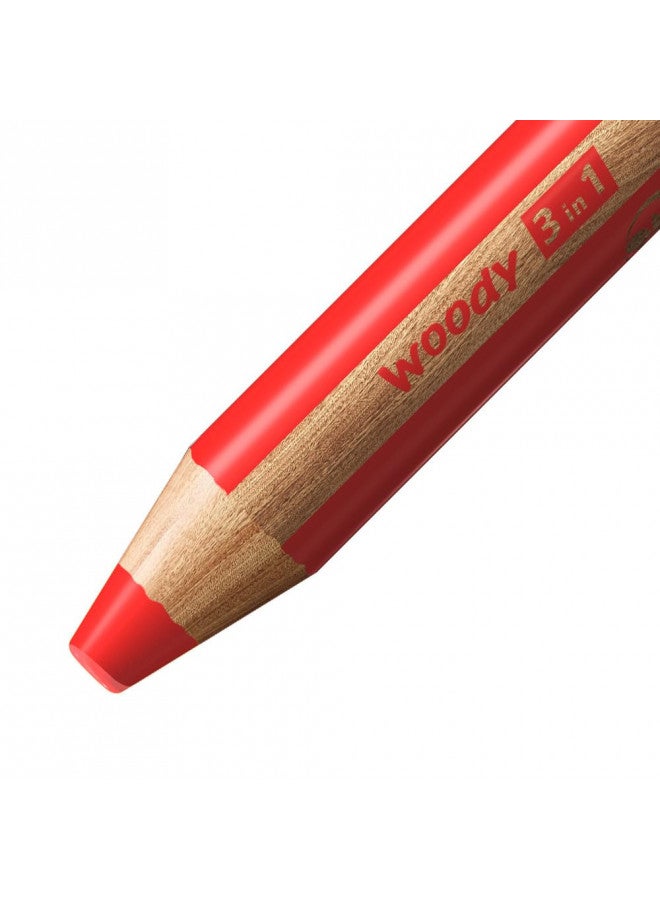STABILO Multi-talented Pencil - STABILO woody 3-in-1 - Wallet of 6 - Assorted Colors + Sharpener  - Image 2